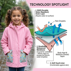 Landchief Children's Rain Gear - Unisex Waterproof Raincoat & Coordinating Umbrella Set
