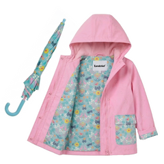 Landchief Children's Rain Gear - Unisex Waterproof Raincoat & Coordinating Umbrella Set