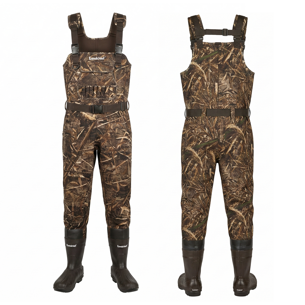 Landchief Men's Camo Chest Fishing Waders - 3-Layer Waterproof & Breathable Hunting Bootfoot Waders