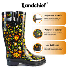High Top Rubber Womens Rain Boots -Garden Blossom