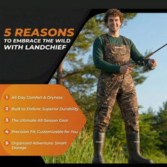 Landchief Men's Camo Chest Fishing Waders - 3-Layer Waterproof & Breathable Hunting Bootfoot Waders