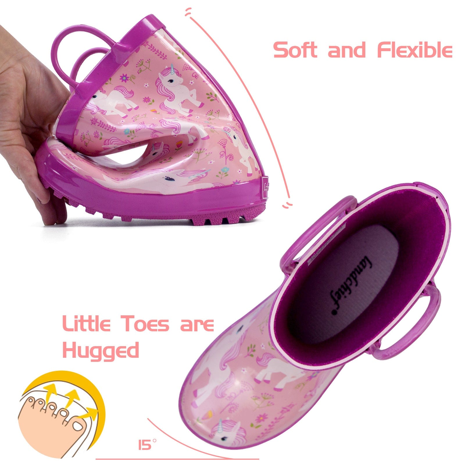 Landchief Unicorns Rubber Rain Boots Kids